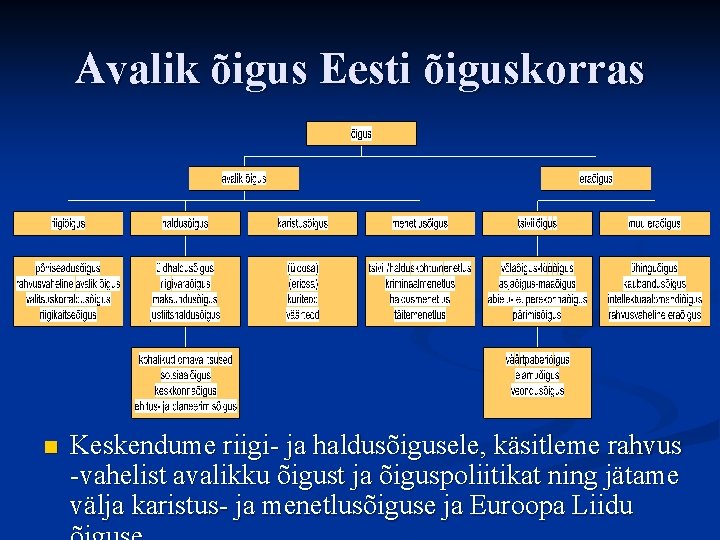 Avalik õigus Eesti õiguskorras n Keskendume riigi- ja haldusõigusele, käsitleme rahvus -vahelist avalikku õigust