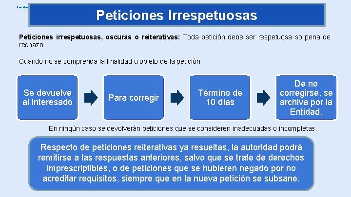 Presidencia de la República de Colombia Peticiones Irrespetuosas Peticiones irrespetuosas, oscuras o reiterativas: Toda