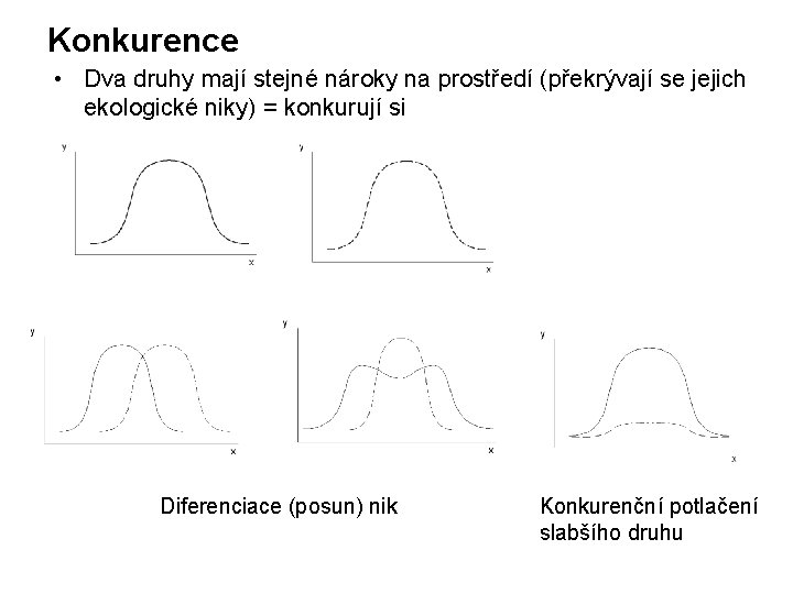 Konkurence • Dva druhy mají stejné nároky na prostředí (překrývají se jejich ekologické niky)