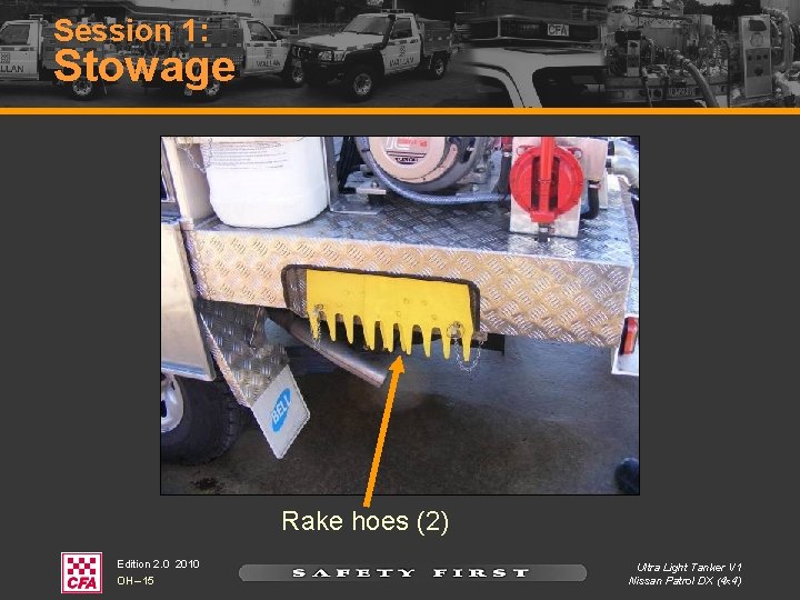 Session 1: Stowage Rake hoes (2) Edition 2. 0 2010 OH – 15 Ultra Session 1: Stowage Rake hoes (2) Edition 2. 0 2010 OH – 15 Ultra