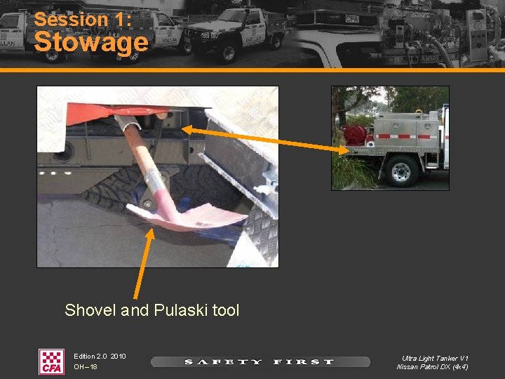 Session 1: Stowage Shovel and Pulaski tool Edition 2. 0 2010 OH – 18 Session 1: Stowage Shovel and Pulaski tool Edition 2. 0 2010 OH – 18