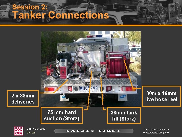 Session 2: Tanker Connections 30 m x 19 mm live hose reel 2 x Session 2: Tanker Connections 30 m x 19 mm live hose reel 2 x