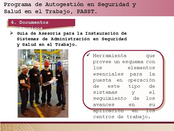 Programa de Autogestión en Seguridad y Salud en el Trabajo, PASST. 4. Documentos técnicos