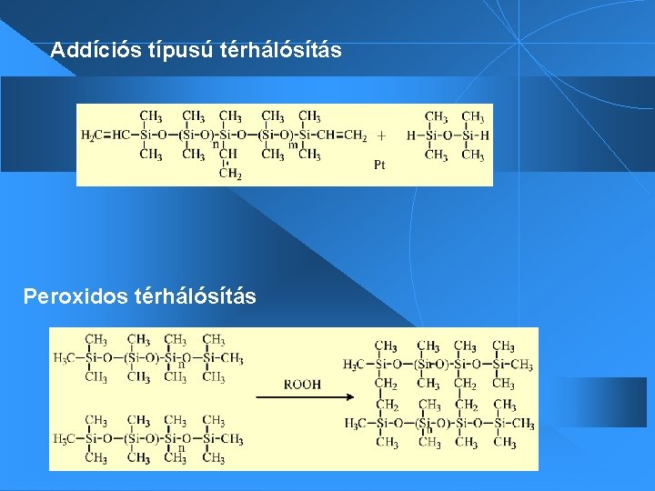 Addíciós típusú térhálósítás Peroxidos térhálósítás Addíciós típusú térhálósítás Peroxidos térhálósítás