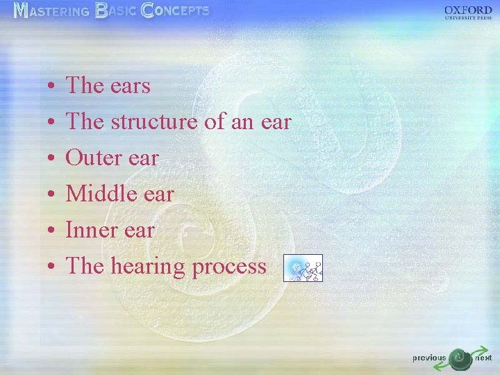 • • • The ears The structure of an ear Outer ear Middle • • • The ears The structure of an ear Outer ear Middle