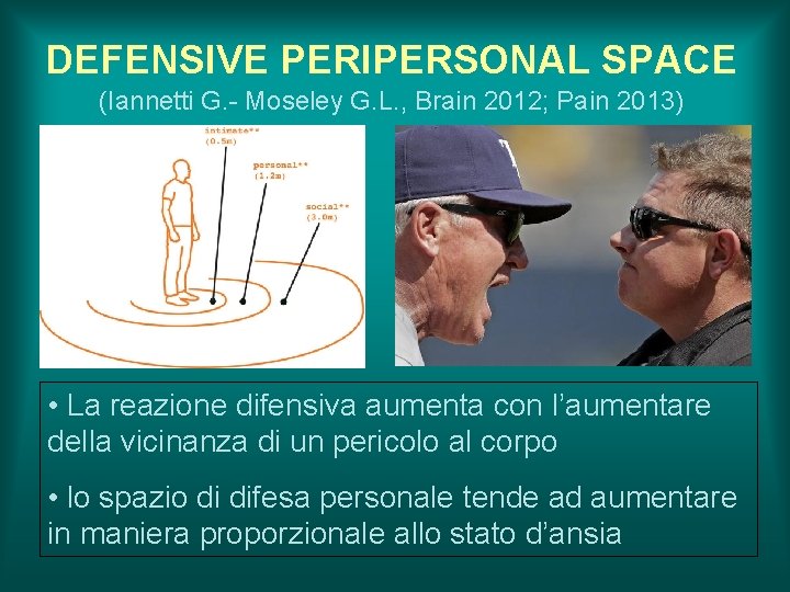 DEFENSIVE PERIPERSONAL SPACE (Iannetti G. - Moseley G. L. , Brain 2012; Pain 2013)
