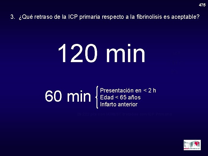 475 3. ¿Qué retraso de la ICP primaria respecto a la fibrinolisis es aceptable?