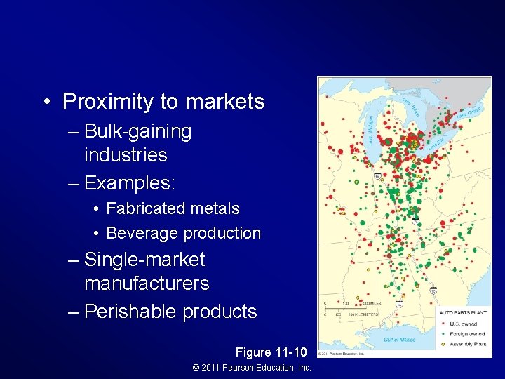  • Proximity to markets – Bulk-gaining industries – Examples: • Fabricated metals •