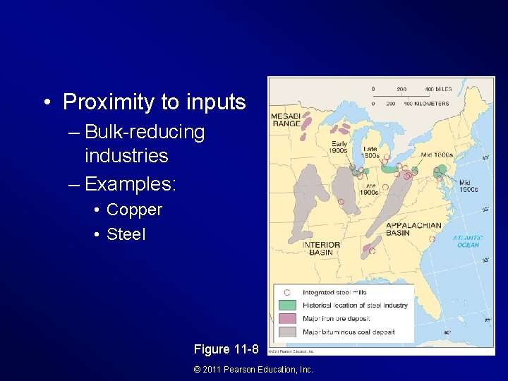  • Proximity to inputs – Bulk-reducing industries – Examples: • Copper • Steel