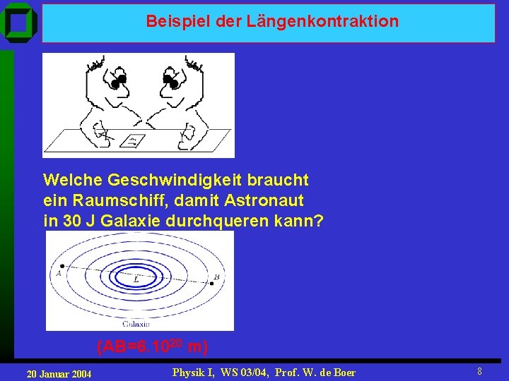 Beispiel der Längenkontraktion Welche Geschwindigkeit braucht ein Raumschiff, damit Astronaut in 30 J Galaxie Beispiel der Längenkontraktion Welche Geschwindigkeit braucht ein Raumschiff, damit Astronaut in 30 J Galaxie