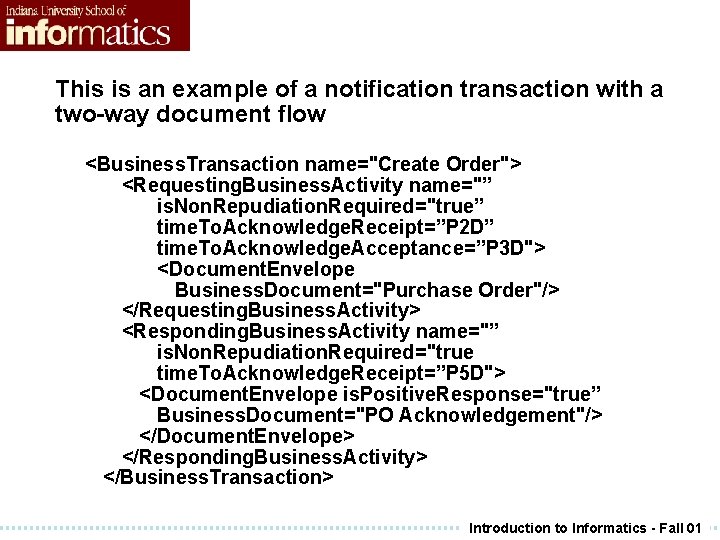 This is an example of a notification transaction with a two-way document flow <Business. This is an example of a notification transaction with a two-way document flow <Business.