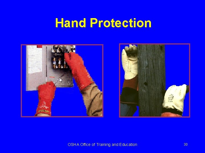 Hand Protection OSHA Office of Training and Education 30 