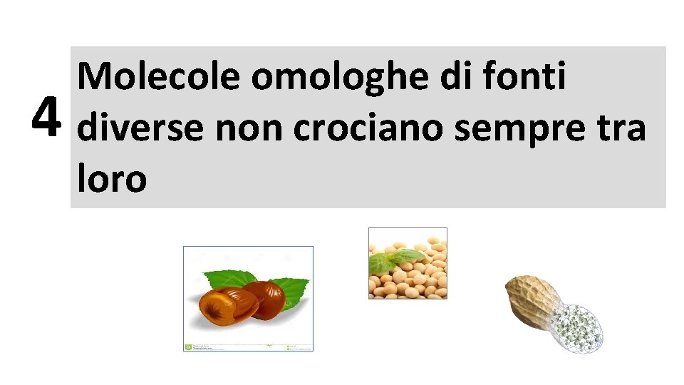 4 Molecole omologhe di fonti diverse non crociano sempre tra loro 