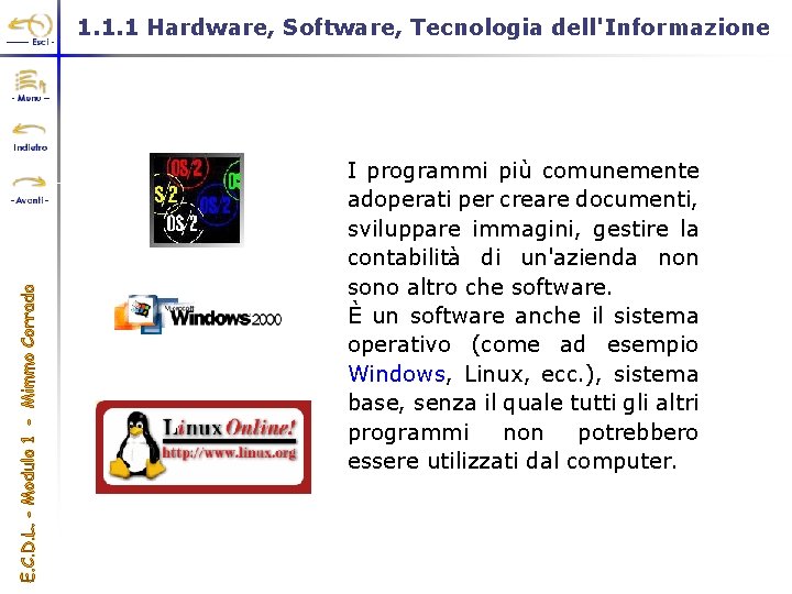  1. 1. 1 Hardware, Software, Tecnologia dell'Informazione I programmi più comunemente adoperati per