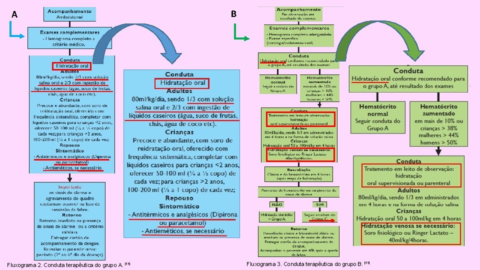 A Fluxograma 2. Conduta terapêutica do grupo A. [11] B Fluxograma 3. Conduta terapêutica