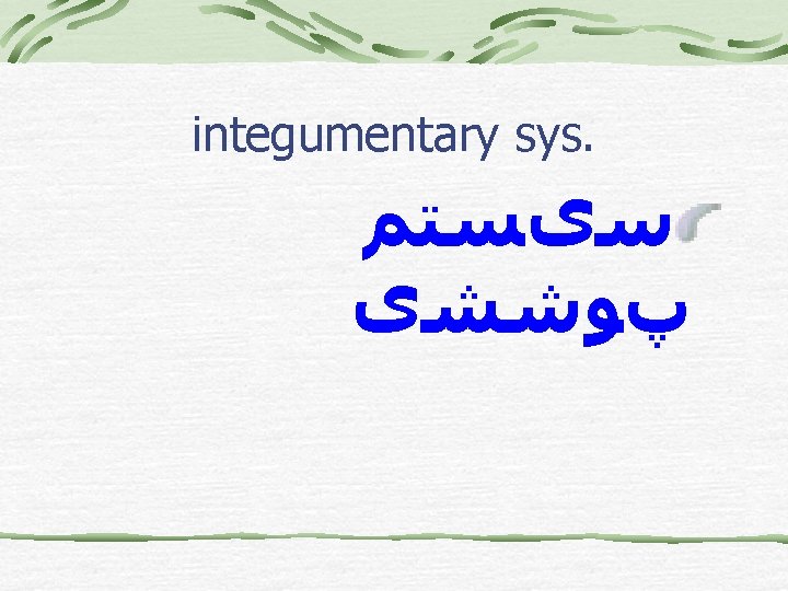 integumentary sys. ﺳیﺴﺘﻢ پﻮﺷﺸی 