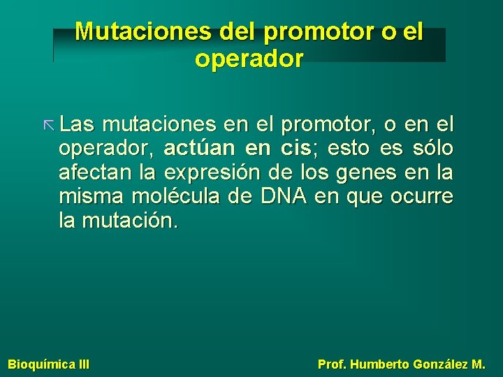 Mutaciones del promotor o el operador Las mutaciones en el promotor, o en el