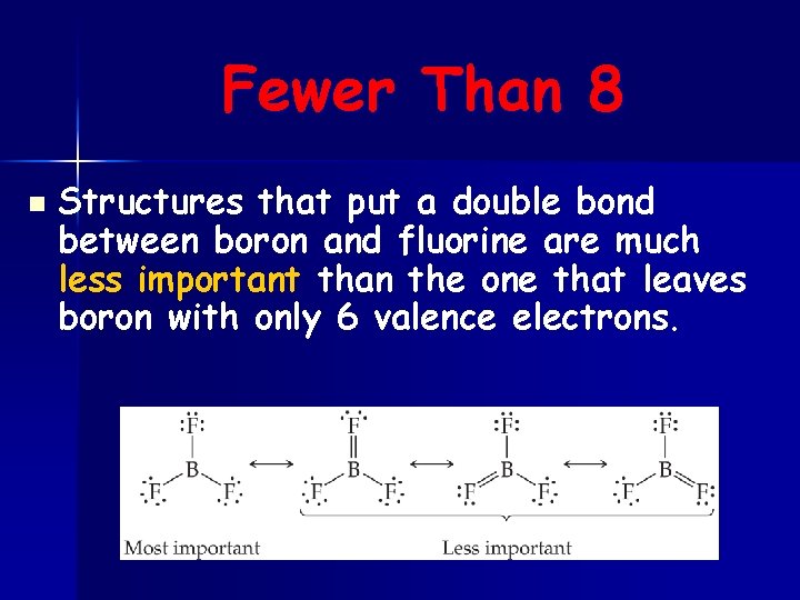 Fewer Than 8 n Structures that put a double bond between boron and fluorine
