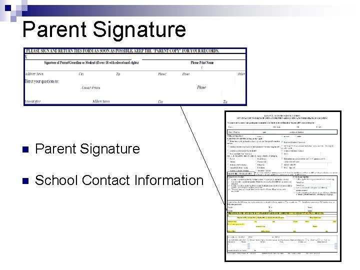 Parent Signature n School Contact Information 