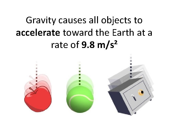 Gravity causes all objects to accelerate toward the Earth at a rate of 9.