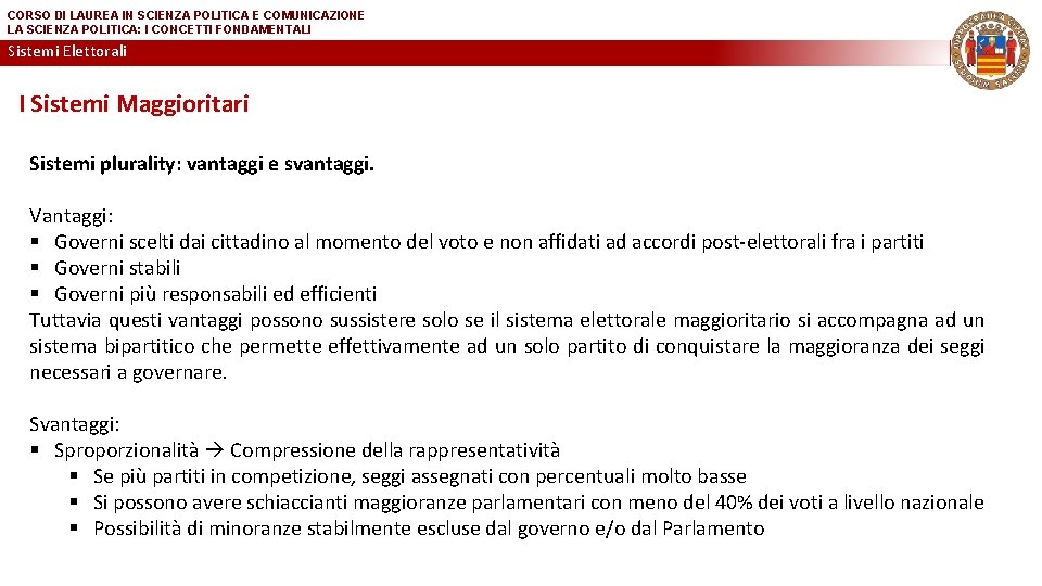 CORSO DI LAUREA IN SCIENZA POLITICA E COMUNICAZIONE LA SCIENZA POLITICA: I CONCETTI FONDAMENTALI