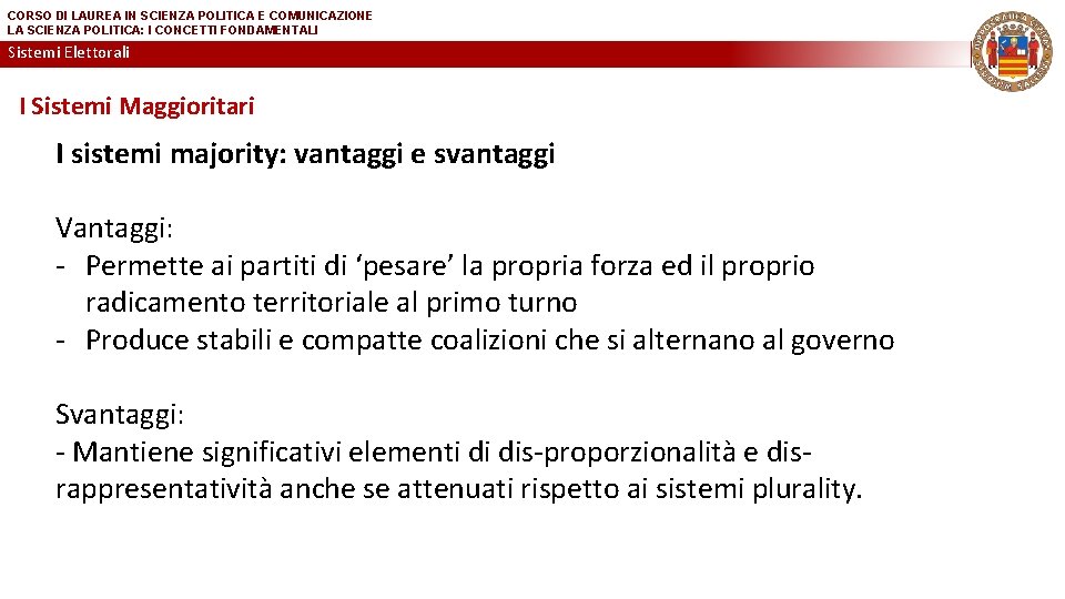 CORSO DI LAUREA IN SCIENZA POLITICA E COMUNICAZIONE LA SCIENZA POLITICA: I CONCETTI FONDAMENTALI