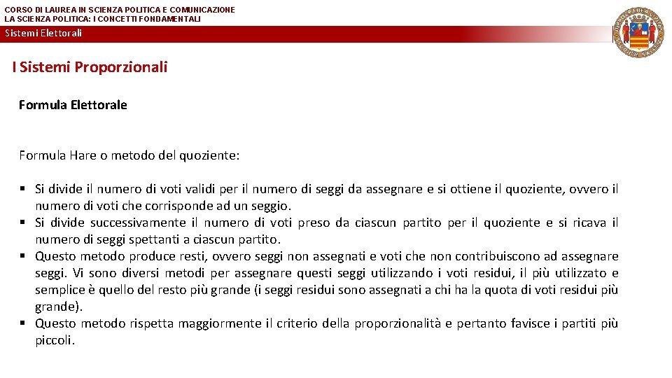 CORSO DI LAUREA IN SCIENZA POLITICA E COMUNICAZIONE LA SCIENZA POLITICA: I CONCETTI FONDAMENTALI