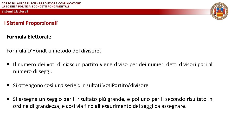 CORSO DI LAUREA IN SCIENZA POLITICA E COMUNICAZIONE LA SCIENZA POLITICA: I CONCETTI FONDAMENTALI