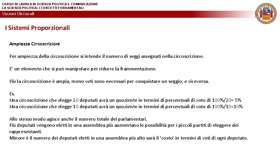 CORSO DI LAUREA IN SCIENZA POLITICA E COMUNICAZIONE LA SCIENZA POLITICA: I CONCETTI FONDAMENTALI