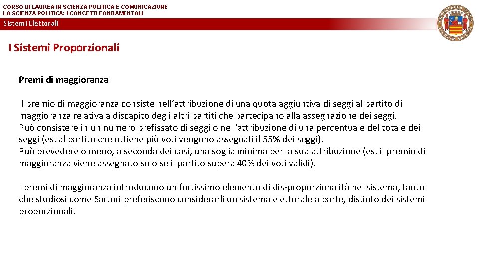 CORSO DI LAUREA IN SCIENZA POLITICA E COMUNICAZIONE LA SCIENZA POLITICA: I CONCETTI FONDAMENTALI