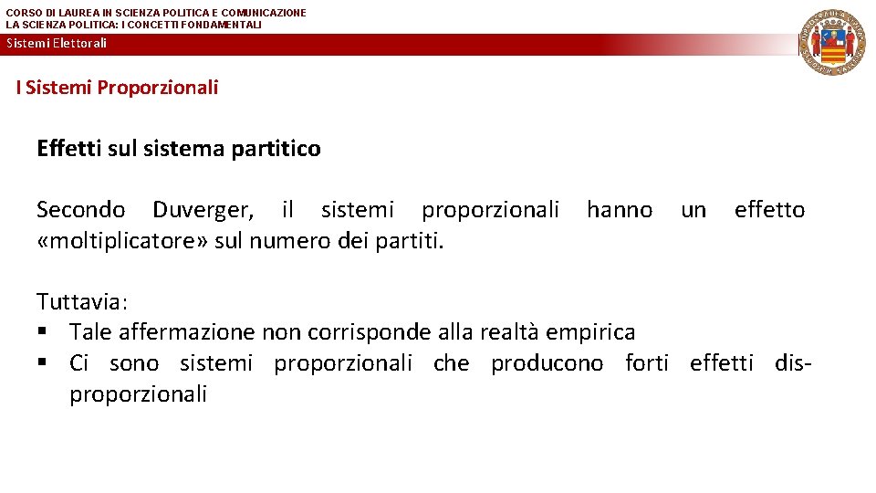 CORSO DI LAUREA IN SCIENZA POLITICA E COMUNICAZIONE LA SCIENZA POLITICA: I CONCETTI FONDAMENTALI