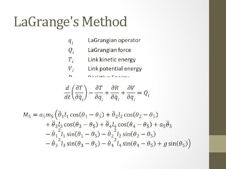 La. Grange's Method • 