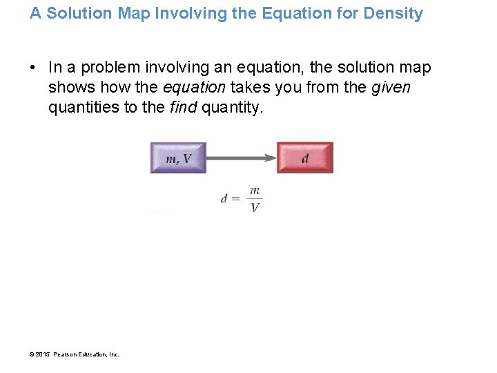 A Solution Map Involving the Equation for Density • In a problem involving an