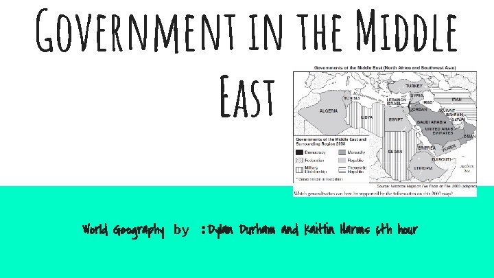 Government in the Middle East World Geography by : Dylan Durham and kaitlin Harms