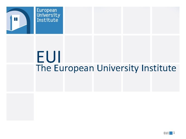 EUI The European University Institute 1 