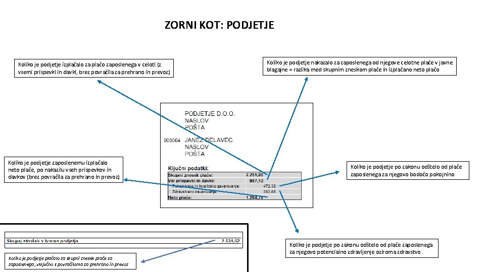 ZORNI KOT: PODJETJE Koliko je podjetje izplačalo za plačo zaposlenega v celoti (z vsemi