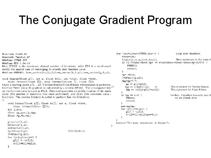 The Conjugate Gradient Program 