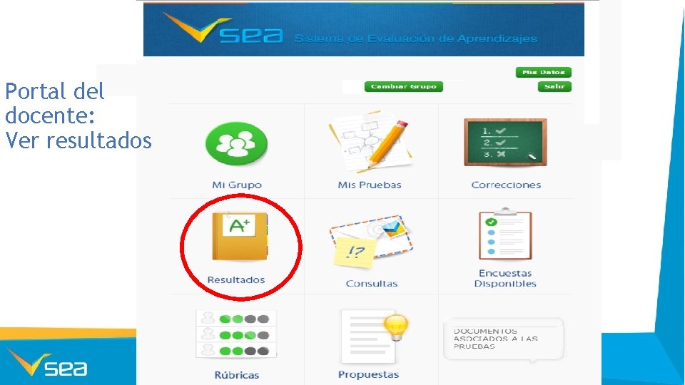 Portal del docente: Ver resultados 