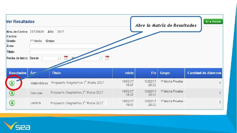 Abre la Matriz de Resultados 