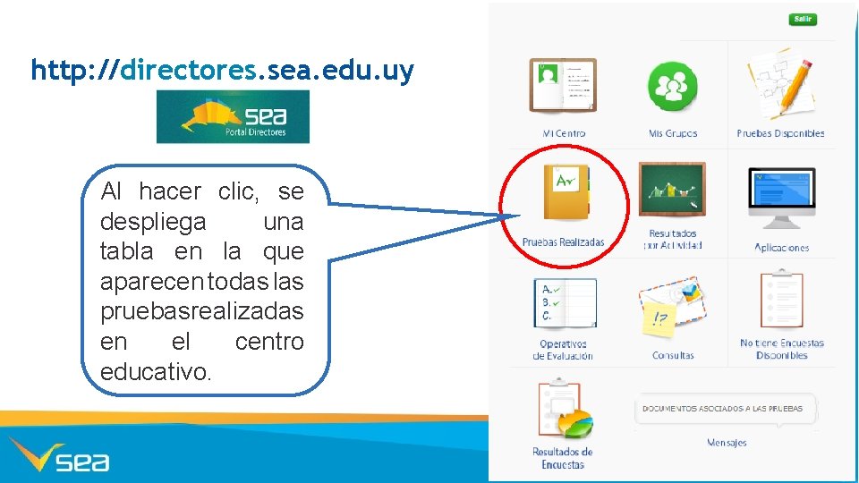 http: //directores. sea. edu. uy Al hacer clic, se despliega una tabla en la