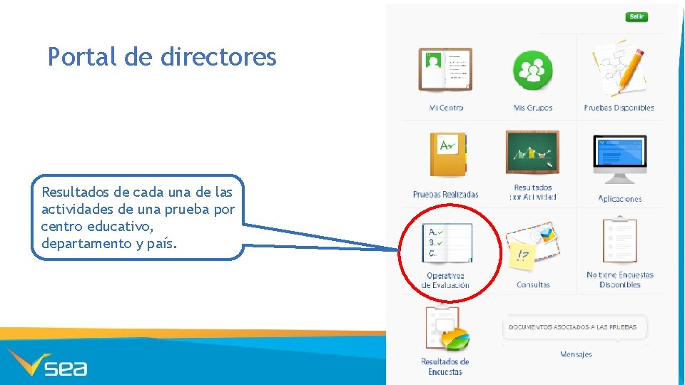 Portal de directores Resultados de cada una de las actividades de una prueba por