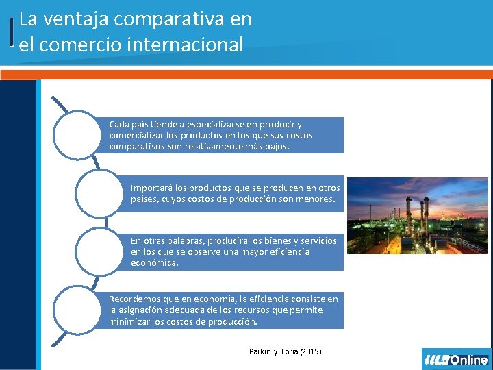 La ventaja comparativa en el comercio internacional Cada país tiende a especializarse en producir La ventaja comparativa en el comercio internacional Cada país tiende a especializarse en producir