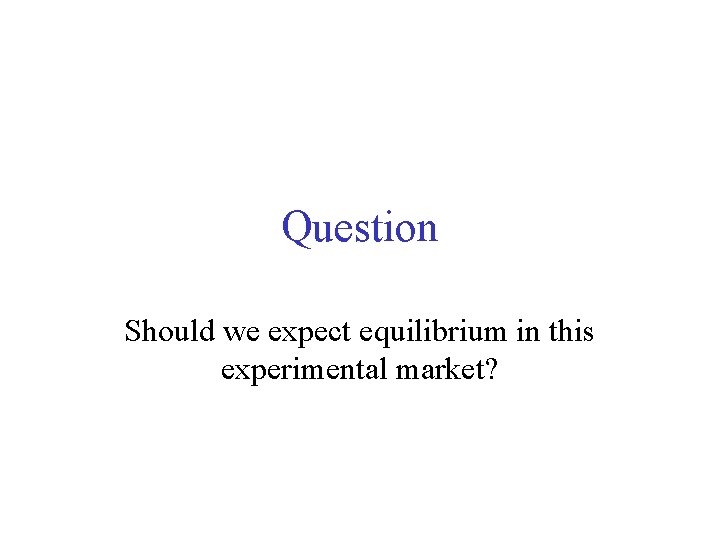 Question Should we expect equilibrium in this experimental market? 