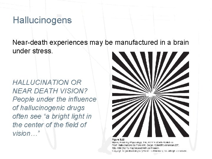 Hallucinogens Near-death experiences may be manufactured in a brain under stress. HALLUCINATION OR NEAR Hallucinogens Near-death experiences may be manufactured in a brain under stress. HALLUCINATION OR NEAR