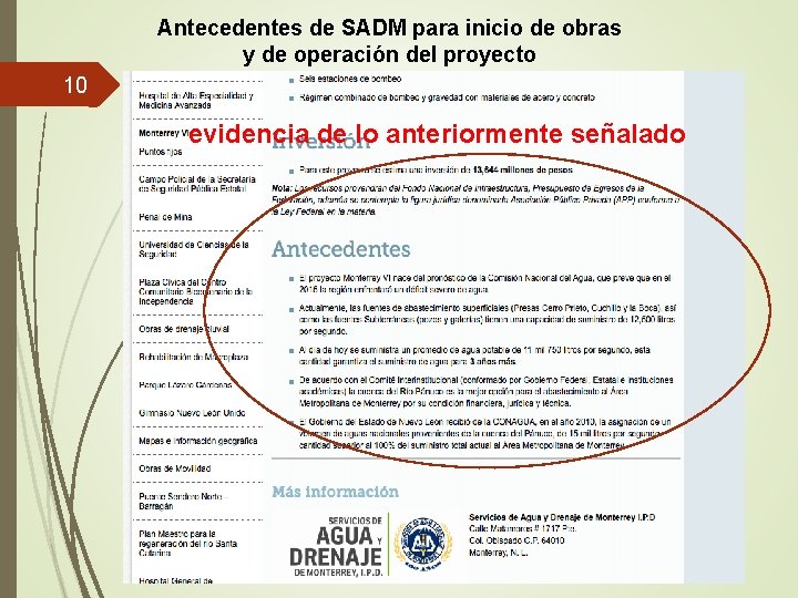 Antecedentes de SADM para inicio de obras y de operación del proyecto 10 evidencia