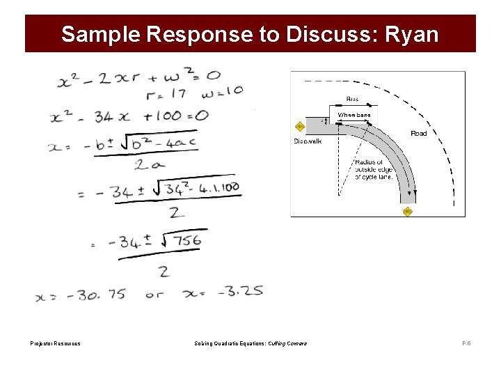 Sample Response to Discuss: Ryan Projector Resources Solving Quadratic Equations: Cutting Corners P-5 