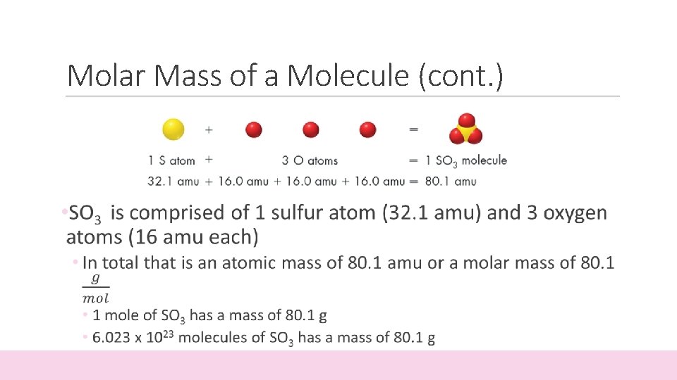 Molar Mass of a Molecule (cont. ) 