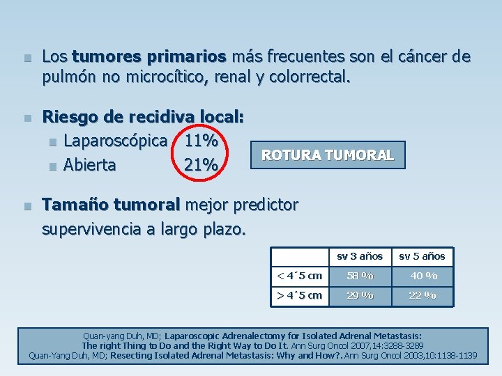 n Los tumores primarios más frecuentes son el cáncer de pulmón no microcítico, renal