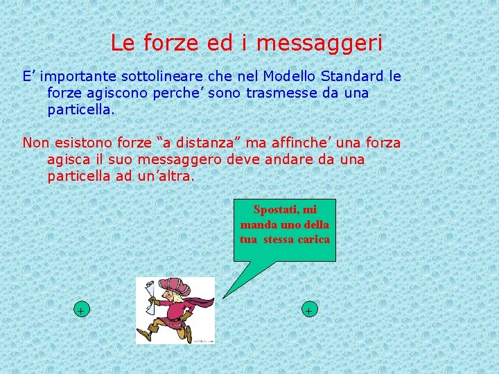 Le forze ed i messaggeri E’ importante sottolineare che nel Modello Standard le forze