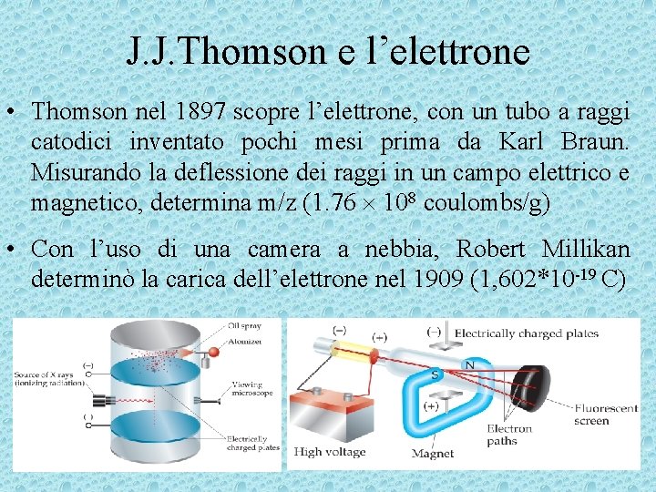 J. J. Thomson e l’elettrone • Thomson nel 1897 scopre l’elettrone, con un tubo